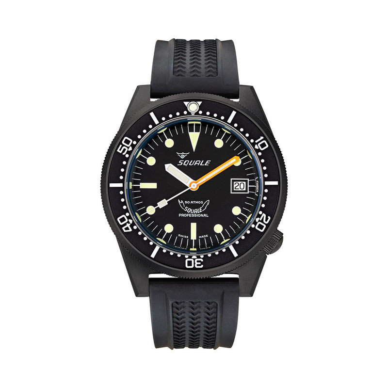 Squale 50 Atmos Swiss Dive watch with DLC Black Case #1521DLCBK.VO