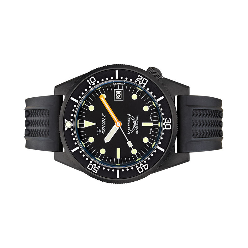 Squale 50 Atmos Swiss Dive watch with DLC Black Case #1521DLCBK.VO