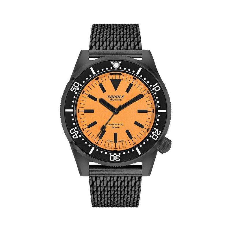 Squale 50 Atmos Dive watch with DLC Black Case and Orange Superluminova Dial #1521DLCFOR.MEPVD20