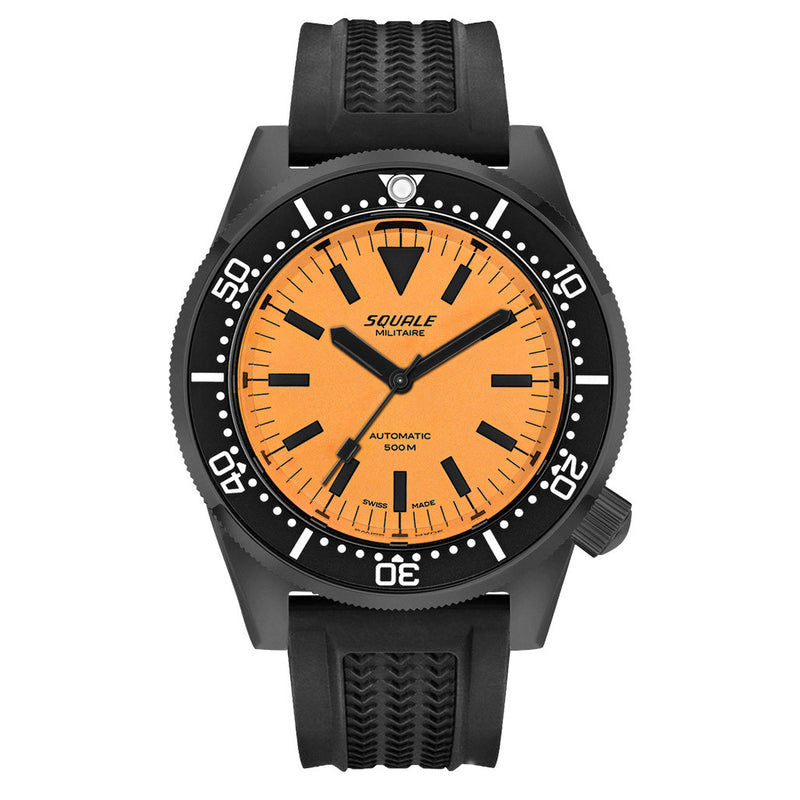 Squale 50 Atmos Dive watch with DLC Black Case and Orange Superluminova Dial #1521DLCFOR.VO