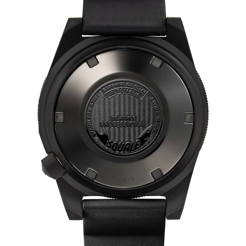 Squale 50 Atmos Dive watch with DLC Black Case and Orange Superluminova Dial #1521DLCFOR.VO