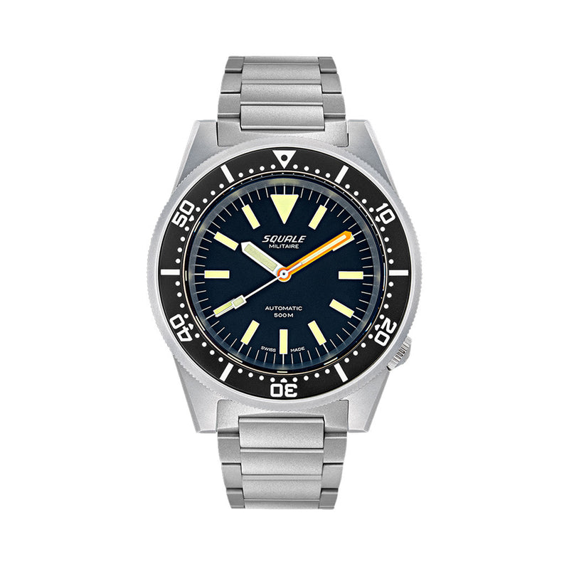 Squale Militaire 50 Atmos Swiss Dive Watch with Blasted Case #1521MILBL.SQ20S