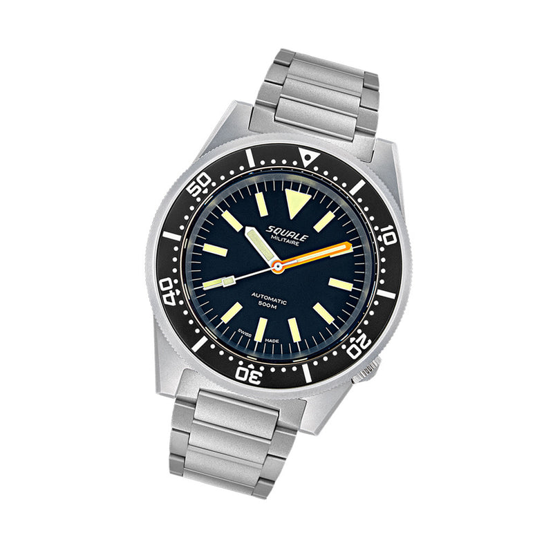 Squale Militaire 50 Atmos Swiss Dive Watch with Blasted Case #1521MILBL.SQ20S