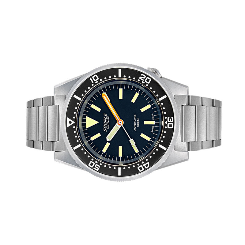 Squale Militaire 50 Atmos Swiss Dive Watch with Blasted Case #1521MILBL.SQ20S