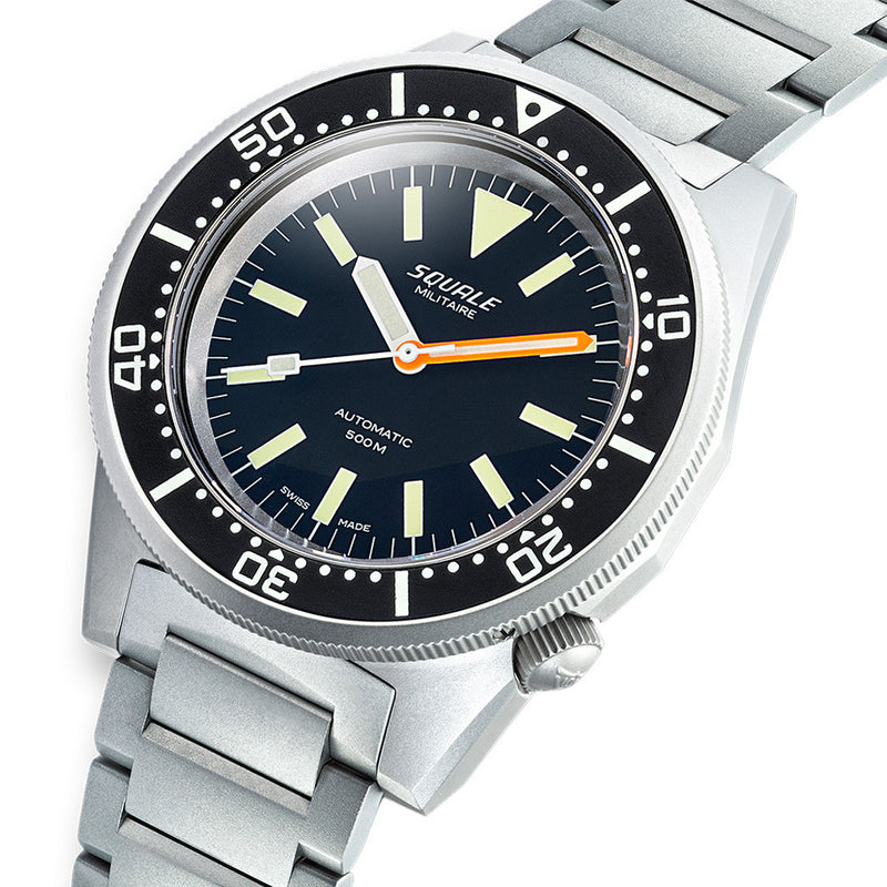 Squale Militaire 50 Atmos Swiss Dive Watch with Blasted Case #1521MILBL.SQ20S