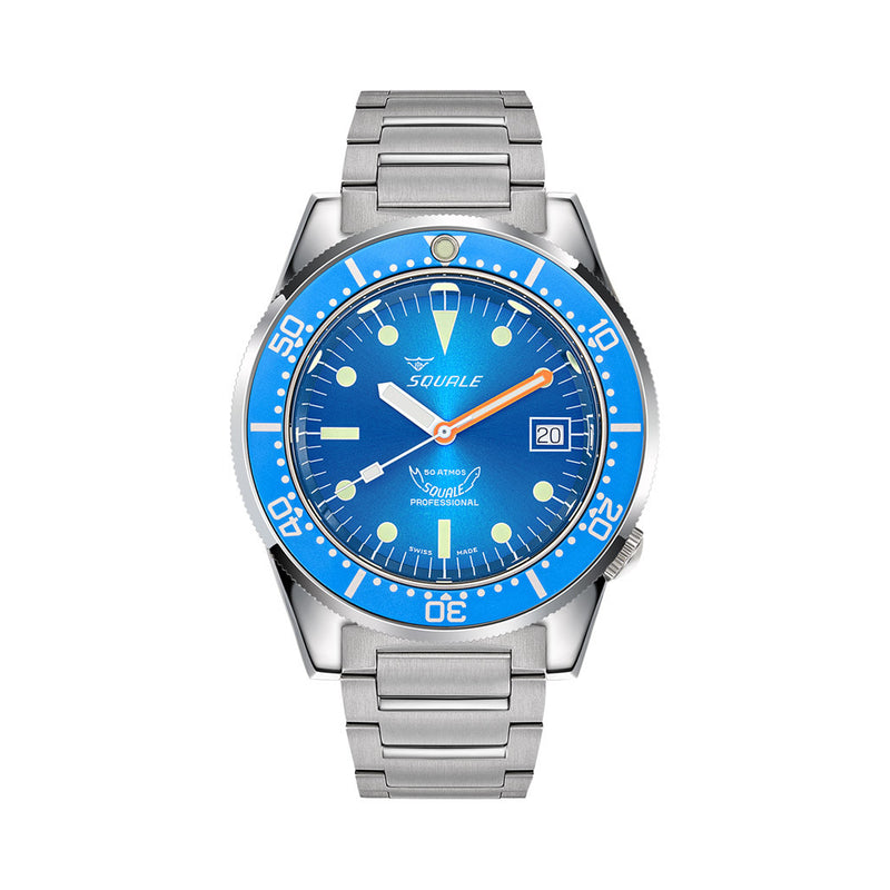 Squale 50 Atmos Swiss Automatic Polished Dive Watch with Blue Dial #1521OCN.SQ20B