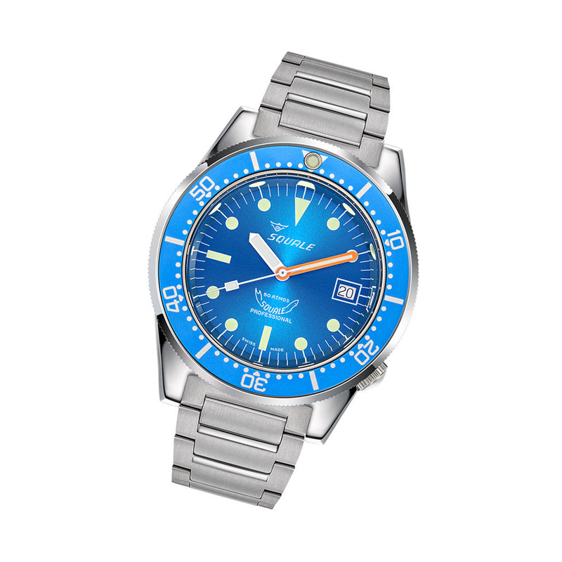 Squale 50 Atmos Swiss Automatic Polished Dive Watch with Blue Dial #1521OCN.SQ20B