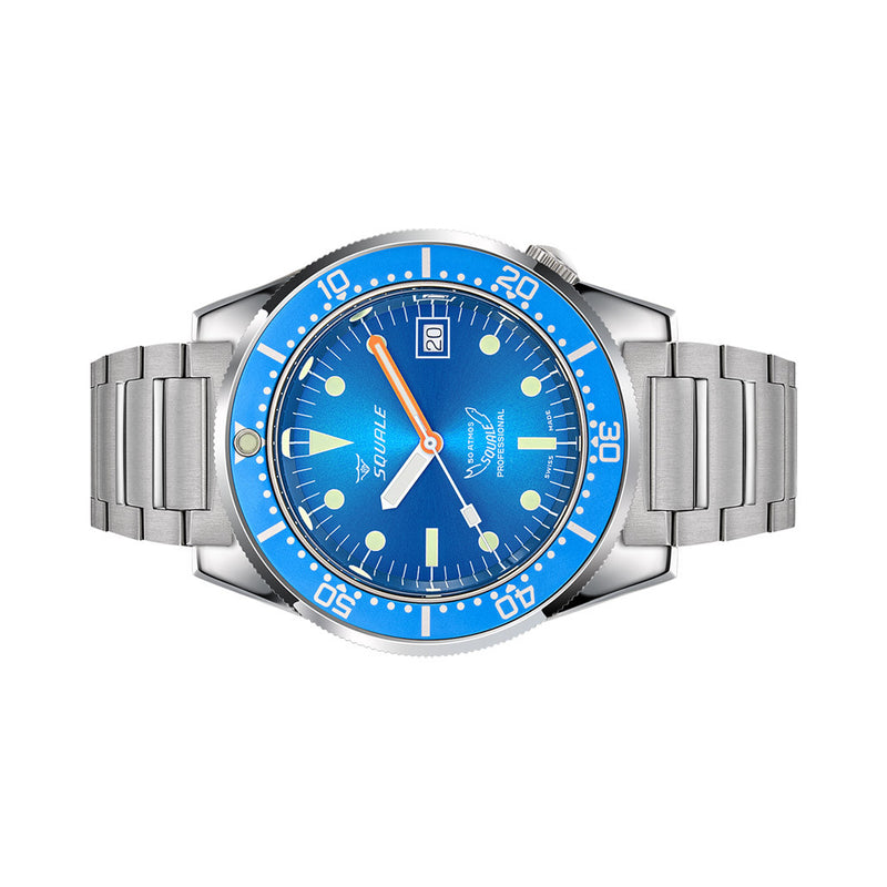 Squale 50 Atmos Swiss Automatic Polished Dive Watch with Blue Dial #1521OCN.SQ20B