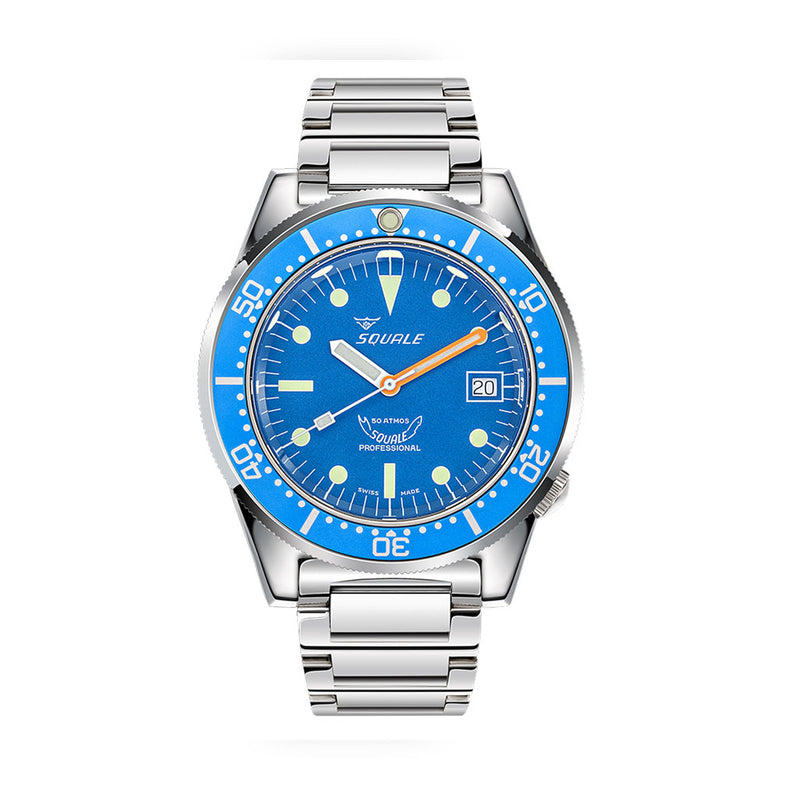 Squale 50 Atmos Swiss Automatic Polished Dive Watch with Blue Dial #1521OCN.SQ20L