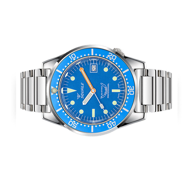 Squale 50 Atmos Swiss Automatic Polished Dive Watch with Blue Dial #1521OCN.SQ20L