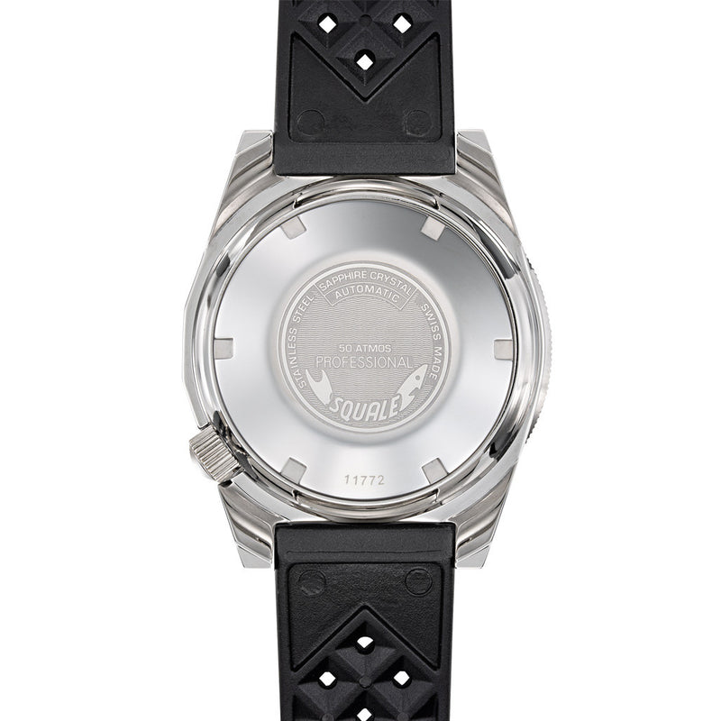 Squale 500 Meter Swiss Made Automatic Dive Watch with Ombre Green Dial and Rubber Strap #1521PROFGR.HT back