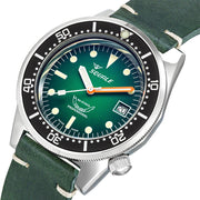 Squale 500 Meter Swiss Made Automatic Dive Watch with Ombre Green Dial and Leather Strap  #1521PROFGR.PVE zoom tilt