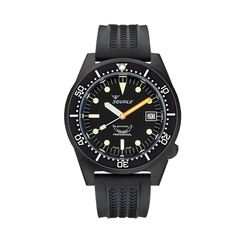 Squale 50 Atmos Swiss  Dive watch with Black Case and Dial #1521PVD.VO