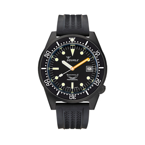Squale 50 Atmos Swiss  Dive watch with Black Case and Dial #1521PVD.VO