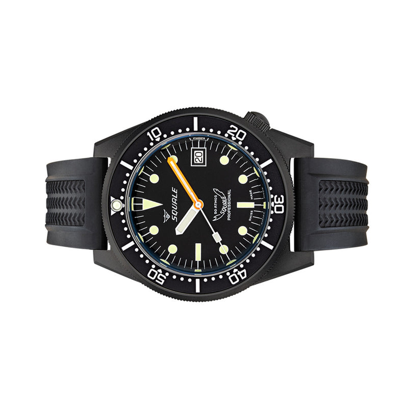 Squale 50 Atmos Swiss  Dive watch with Black Case and Dial #1521PVD.VO