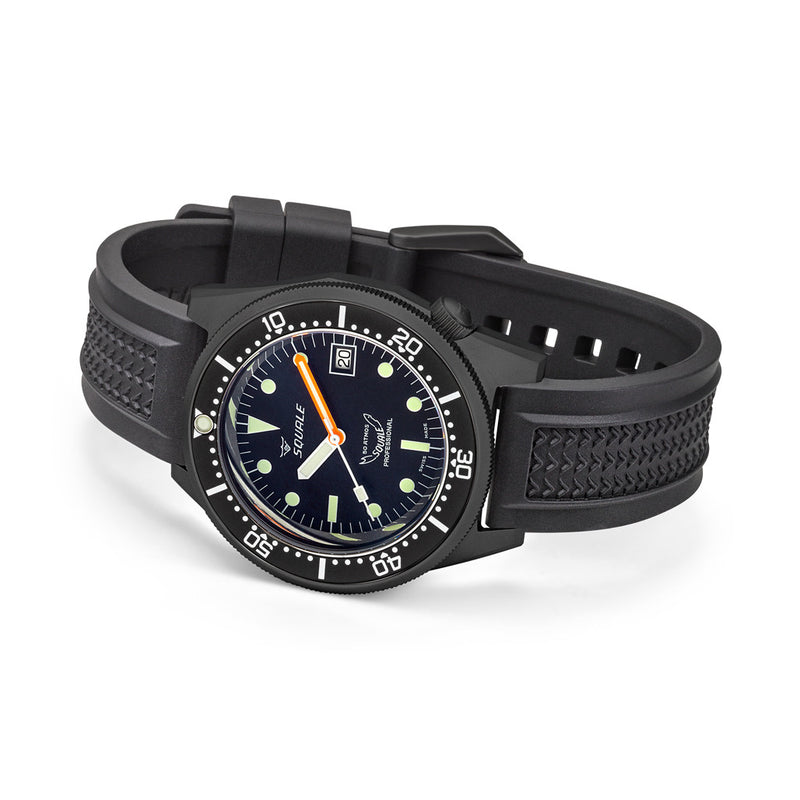 Squale 50 Atmos Swiss  Dive watch with Black Case and Dial #1521PVD.VO