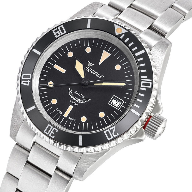 Squale 200 meter Swiss Automatic Dive watch with Ceramic Bezel, Domed AR Sapphire Crystal #1545-ORIG
