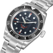 Squale 1545 Black Dial Dive Watch with Orange Accents and Stainless Steel Bracelet #1545BKBK.AC tilt