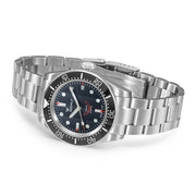 Squale 1545 Black Dial Dive Watch with Orange Accents and Stainless Steel Bracelet #1545BKBK.AC side