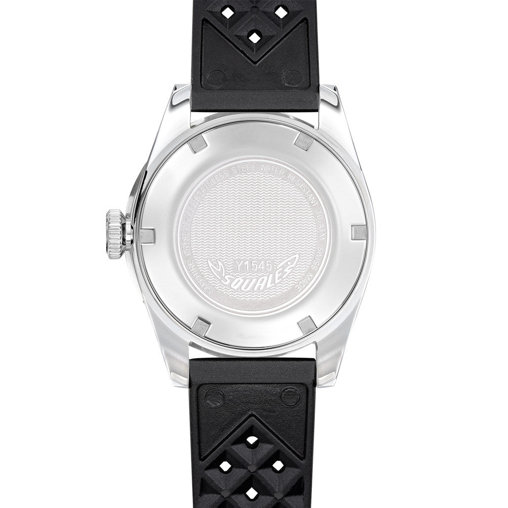 Squale 1545 Black Dial Dive Watch with Orange Accents and Rubber
