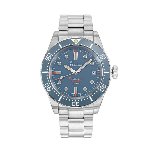 Squale 1545 Grey Dial Dive Watch with Orange Accents and Stainless Steel Bracelet #1545GG.AC