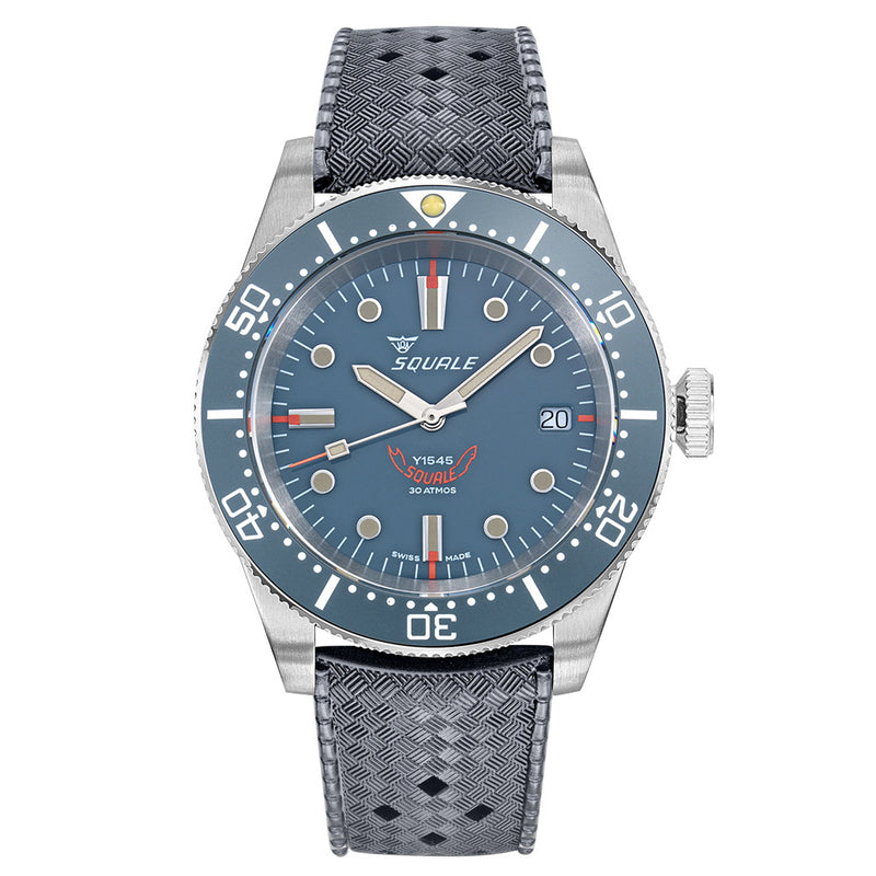 Squale 1545 Grey Dial Dive Watch with Orange Accents and Rubber Strap #1545GG.HTG zoom