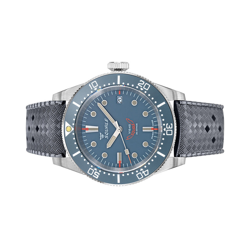 Squale 1545 Grey Dial Dive Watch with Orange Accents and Rubber Strap #1545GG.HTG side
