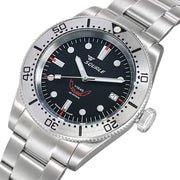 Squale 1545 Black Dial Dive Watch with Orange Accents and Steel Bezel #1545SSBK.AC