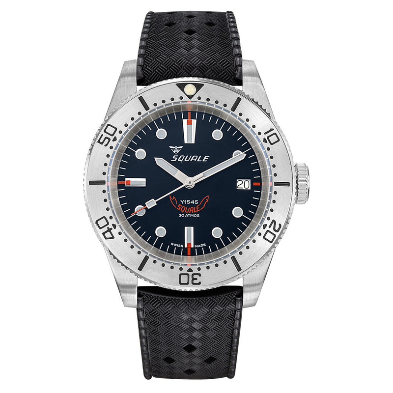 Squale 1545 Black Dial Dive Watch with Orange Accents and Steel Bezel #1545SSBK.HT