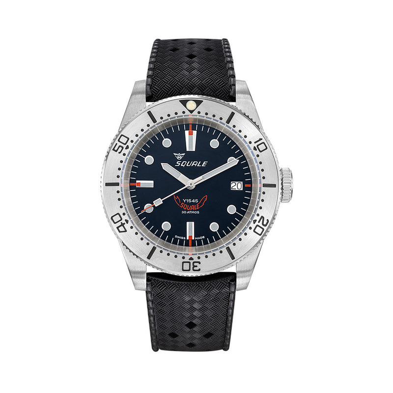 Squale 1545 Black Dial Dive Watch with Orange Accents and Steel Bezel #1545SSBK.HT