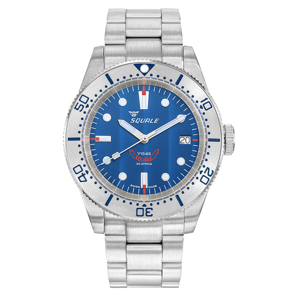 Squale 1545 Blue Dial Dive Watch with Steel Bezel and Bracelet #1545SSBLC.AC