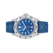 Squale 1545 Blue Dial Dive Watch with Steel Bezel on Rubber Strap #1545SSBLC.HTB