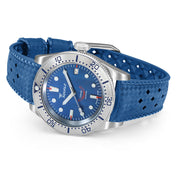 Squale 1545 Blue Dial Dive Watch with Steel Bezel on Rubber Strap #1545SSBLC.HTB