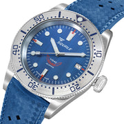 Squale 1545 Blue Dial Dive Watch with Steel Bezel on Rubber Strap #1545SSBLC.HTB