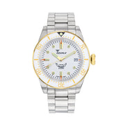 Squale 1545 White Dial Dive Watch with Gold Accents and Stainless Steel Bracelet #1545WTWT.AC