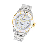 Squale 1545 White Dial Dive Watch with Gold Accents and Stainless Steel Bracelet #1545WTWT.AC tilt