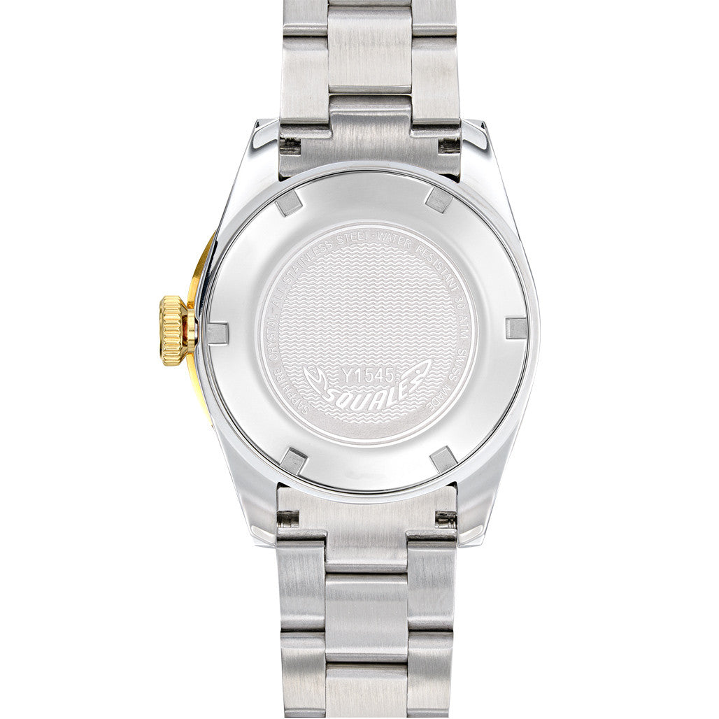 Squale 1545 White Dial Dive Watch with Gold Accents and Stainless