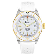 Squale 1545 White Dial Dive Watch with Gold Accents and Rubber Strap #1545WTWT.HTW zoom