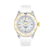 Squale 1545 White Dial Dive Watch with Gold Accents and Rubber Strap #1545WTWT.HTW