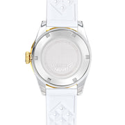 Squale 1545 White Dial Dive Watch with Gold Accents and Rubber Strap #1545WTWT.HTW back