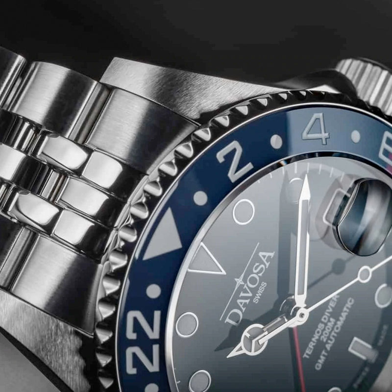 Davosa Swiss Made Ternos Ceramic GMT Automatic with Pepsi Bezel and Pentalink Bracelet #16159006 Lifestyle