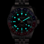 Davosa Swiss Made Ternos Ceramic GMT Automatic with Pepsi Bezel and Pentalink Bracelet #16159006 Lume