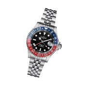 Davosa Swiss Made Ternos Ceramic GMT Automatic with Pepsi Bezel and Pentalink Bracelet #16159006 Tilt
