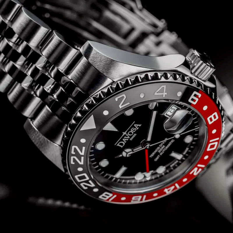 Davosa Swiss Made Ternos Ceramic GMT Automatic with Coke Bezel and Pentalink Bracelet #16159009 Lifestyle