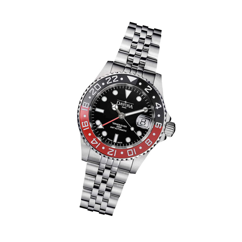 Davosa Swiss Made Ternos Ceramic GMT Automatic with Coke Bezel and Pentalink Bracelet #16159009 Tilt