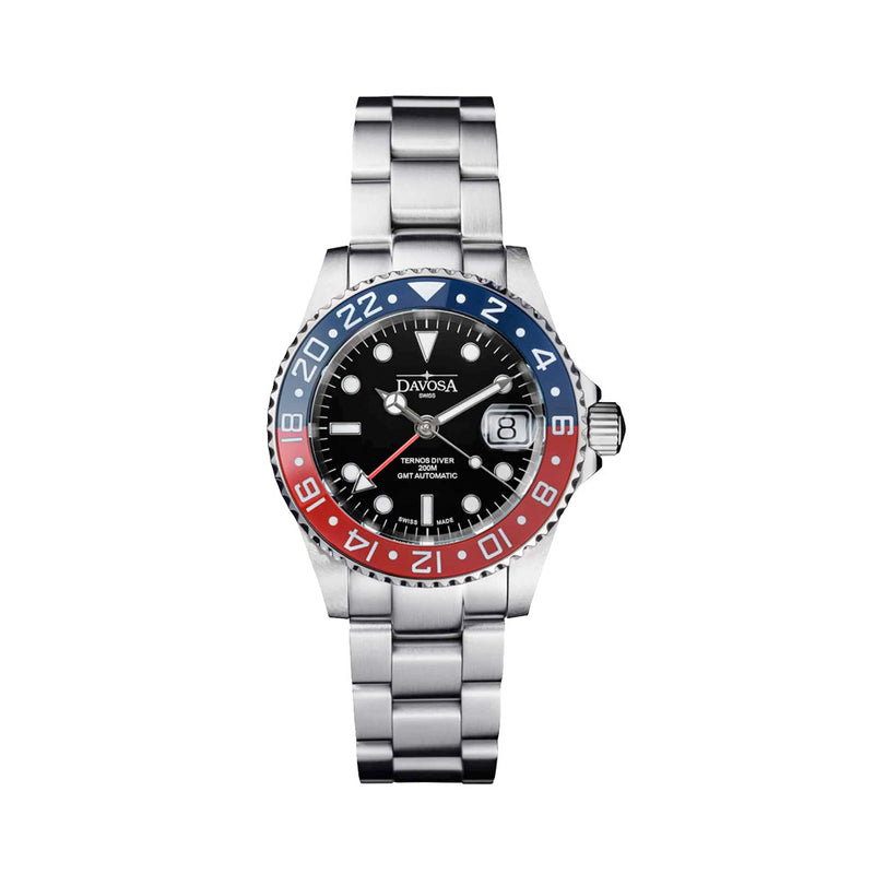 Davosa Swiss Made Ternos Ceramic GMT Automatic with Pepsi Bezel and Trialink Bracelet #16159060