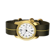 Bertucci A-2A Golden Field Watch with White Dial and Striped Nylon Band #16301 tilt