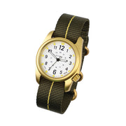 Bertucci A-2A Golden Field Watch with White Dial and Striped Nylon Band #16301 tilt