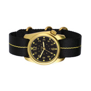 Bertucci A-2A Golden Field Watch with Black Dial and Striped Nylon Band #16303 side