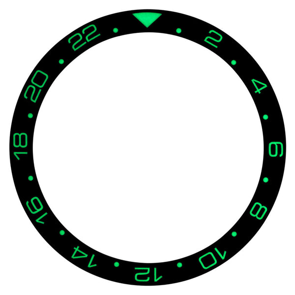 Black and Green (Sprite) 24 hour GMT Ceramic Luminous Bezel Insert for SKX007 #C46 lime